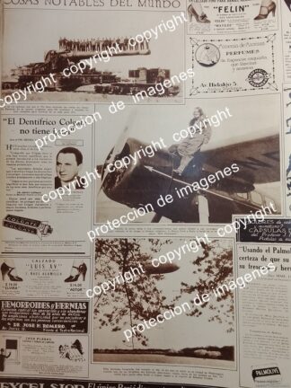 AFICHE ANTIGUO. LA AVIADORA RUTH NICHOLS Y MAS NOTAS 1930 /AVIACION /PILOTOS