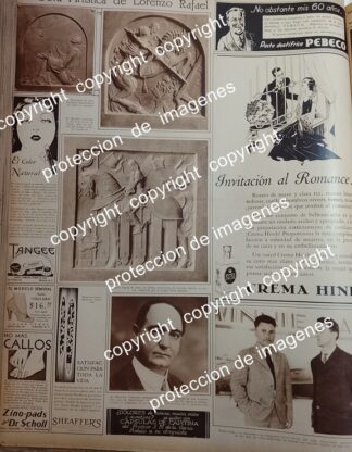 AFICHE ANTIGUO. OBRAS DEL ESCULTOR LORENZO RAFAEL / WILEY POST / 1930 ARTISTAS AVIADORES