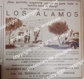 CARTEL ANTIGUO. CONSTRUYEN COLONIA LOS ALAMOS D.F 1931 /BIENES RAICES /20