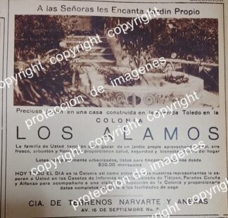 CARTEL ANTIGUO. CONSTRUYEN COLONIA LOS ALAMOS D.F 1931 /BIENES RAICES /21