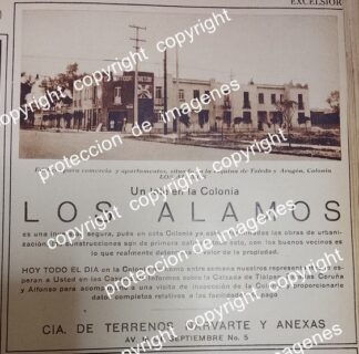 CARTEL ANTIGUO. CONSTRUYEN COLONIA LOS ALAMOS D.F 1931 /BIENES RAICES /24