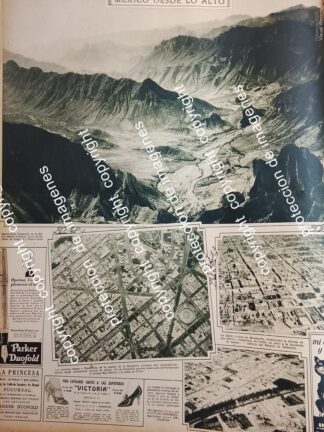 AFICHE ANTIGUO. SIERRA MADRE. COL. ROMA Y MONTERREY VISTO DESDE EL CIELO 1932 /LDM
