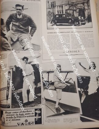 CARTEL ANTIGUO. PILOTOS PARKER CRAMER, RUTH STEWART, CARRERA AVIONES STA MONICA 1932 AVIACION