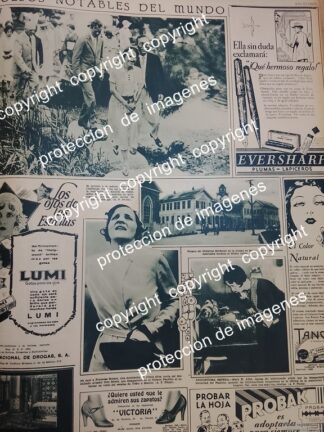 AFICHE ANTIGUO. CHARLES LINDBERG Y ESPOSA Y OTROS 1932  / PILOTOS