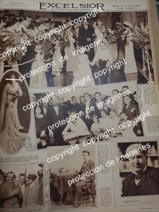 AFICHE ANTIGUO. BODA DE ARTEMISA ELIAS CALLES / MUERE TOMAS ALBA EDISON 1931