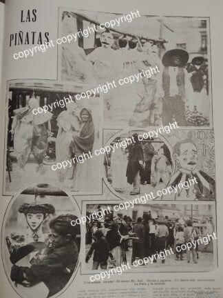AFICHE ANTIGUO 1911 LAS PIÑATAS MEXICANAS / LDM