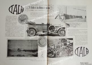 CARTEL ANTIGUO ORIGINAL AUTOS ITALA 1911 GANA LA CARRERA DEL IMPARCIAL / SUPER RARO 10++