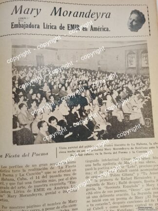 AFICHE ANTIGUO. MARY MORANDEYRA EN EL TRATRO ENCANTO DE HABANA, CUBA 1942 /ESCRITORES