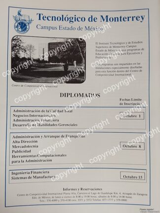 AFICHE PUBLICITARIO RETRO. TEC DE MONTERREY -ITESM 1991