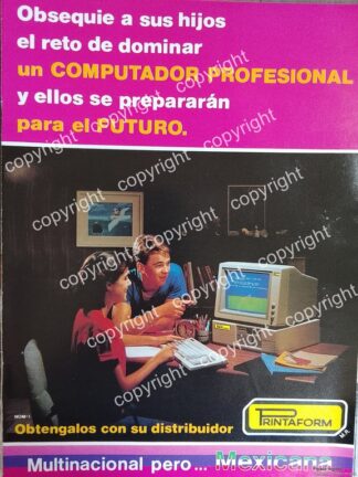 AFICHE PUBLICITARIO RETRO. COMPUTADORAS PRINTAFORM 1980s