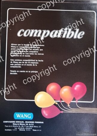 AFICHE PUBLICITARIO RETRO.  COMPUTADORAS WANG MEXICO 1991 / MUY RARO /3