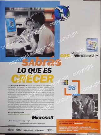 AFICHE PUBLICITARIO MICROSOFT LANZA WINDOWS 98