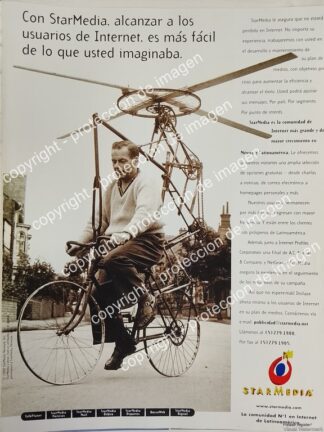 AFICHE VINTAGE ORIGINAL. LANZAN LA PLATAFORMA STARMEDIA.COM 1996 HISTORICO