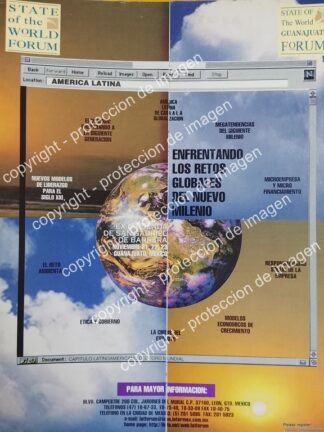 AFICHE VINTAGE ORIGINAL. CONGRESO ESTATE OF THE WORLD FORUM, GUANAJUATO 1996 /RARO