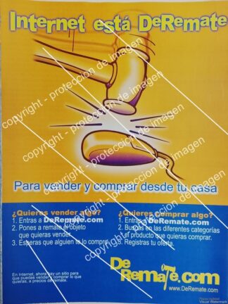 AFICHE VINTAGE ORIGINAL. INICIA DEREMATE.COM EN MEXICO 1999 /RARO