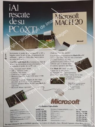 AFICHE VINTAGE ORIGINAL. TARJETA ISA. MICROSOFT MACH 20 /1989 /OLDWARE RARISIMO