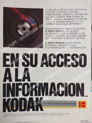 AFICHE VINTAGE ORIGINAL. LLEGA EL DISCO COMPACTO A MEXICO,. KODAK 1990