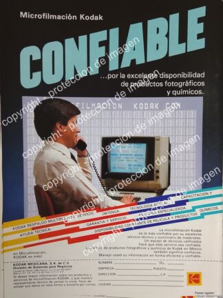 AFICHE VINTAGE ORIGINAL. MAQUINA DE MICRO FILMACION KODAK 1988 /OLDWARE 2
