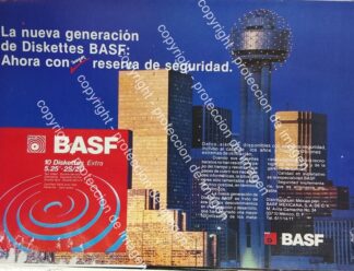 AFICHE PUBLICITARIO RETRO. DISKETTES DE 5.25 BASF 1989 /OLDWARE RARO