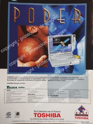 AFICHE PUBLICITARIO RETRO. LAPTOP TOSHIBA TECRA 1998 /OLDWARE