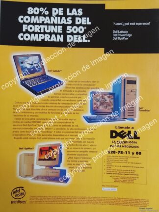 AFICHE PUBLICITARIO RETRO. COMPUTADORAS DELL MEXICO 1996
