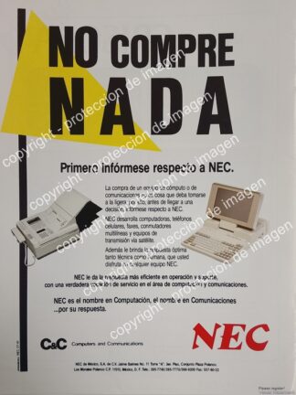 AFICHE PUBLICITARIO RETRO. COMPUTADORAS NEC 1991 /OLDWARE