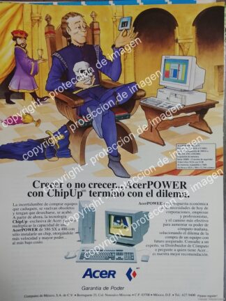 AFICHE DE PUBLICIDAD RETRO. LANZAN LA COMPUTADORA ACER POWER 386X 1989 /OLDWARE