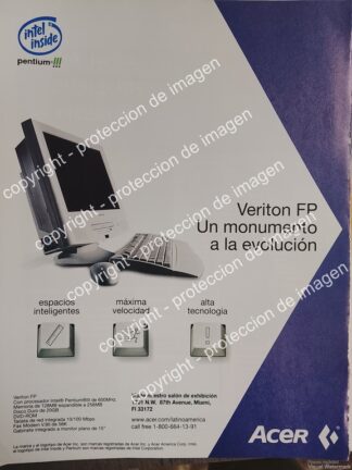 AFICHE DE PUBLICIDAD RETRO. LANZAN LA COMPUTADORA ACER VERITON FP 2000 OLDWARE
