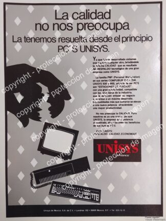 AFICHE DE PUBLICIDAD RETRO. COMPUTADORAS UNISYS 1988 N3 /RARO
