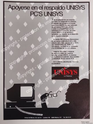 AFICHE DE PUBLICIDAD RETRO. COMPUTADORAS UNISYS 1988 /RARO