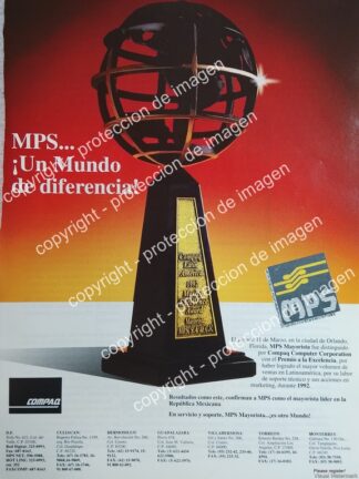 AFICHE DE PUBLICIDAD RETRO. PREMIAN A COMPUTADORAS COMPAQ 1993