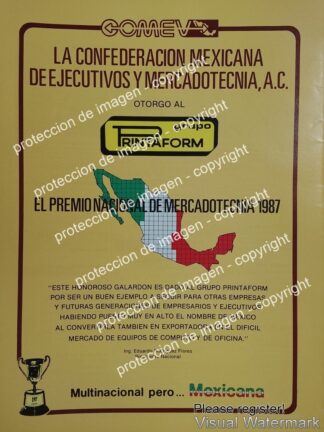 CARTEL DE PUBLICIDAD RETRO. LA CONEV PREMIA A COMPUTADORAS PRINTAFORM 1987