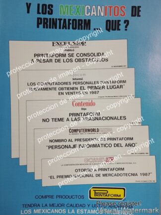 CARTEL DE PUBLICIDAD RETRO. COMPUTADORAS PRINTAFORM TRIUNFA 1988 V3