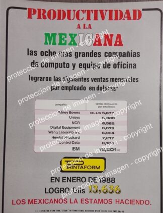 CARTEL DE PUBLICIDAD RETRO. COMPUTADORAS PRINTAFORM TRIUNFA 1988 V2