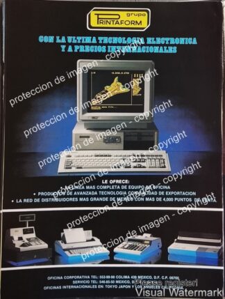 CARTEL DE PUBLICIDAD RETRO. COMPUTADORAS AT PRINTAFORM MP5905 1988 RARO