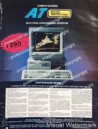 CARTEL DE PUBLICIDAD RETRO. COMPUTADORAS PRINTAFORM MP5905 1988 RARO