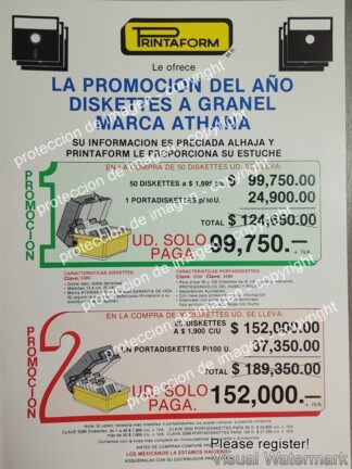 CARTEL PUBLICIDAD RETRO. DISKETTES PRINTAFORM 1989