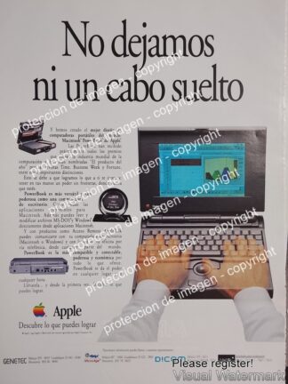 CARTEL PUBLICIDAD RETRO. LAPTOP APPLE POWERBOOK 165C 1993 GENETEC / OLDWARE V2