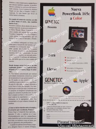 CARTEL PUBLICIDAD RETRO. LAPTOPS APPLE POWERBOOK 165C 1993 GENETEC / OLDWARE