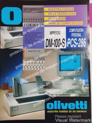 AFICHE PUBLICITARIO RETRO. COMPUTADORA OLIVETTI PCS 286, 1991/OLDWARE
