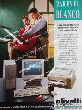 AFICHE PUBLICITARIO RETRO. COMPUTADORAS OLIVETTI M480 1991 /OLDWARE