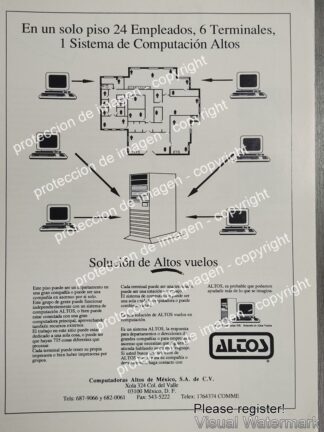 AFICHE PUBLICITARIO RETRO. COMPUTADORAS ALTOS DE MEXICO /1989 /OLDWARE RARO 3