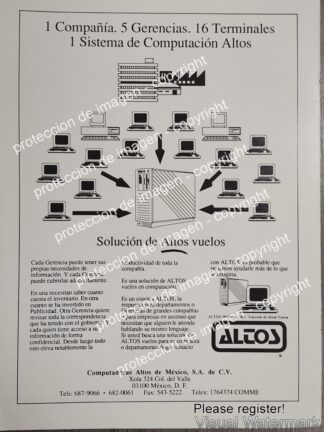 AFICHE PUBLICITARIO RETRO. COMPUTADORAS ALTOS DE MEXICO /1989 /OLDWARE RARO 2