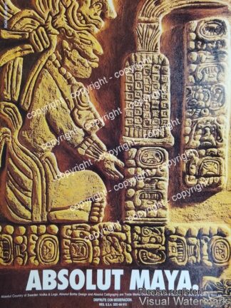 Cartel publicitario retro VODKA ABSOLUT MAYA 1993 / MUY RARO