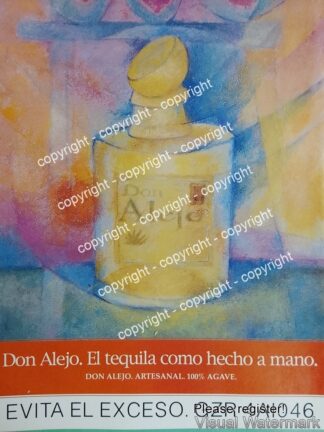 Cartel publicitario retro TEQUILA DON ALEJO 1990s