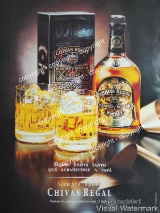 Cartel publicitario retro genuino. Whisky Chivas Regal /2