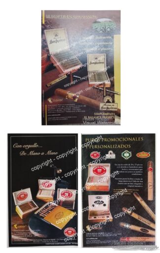 3 Carteles publicidad retro PUROS, HABANOS SANTA CLARA