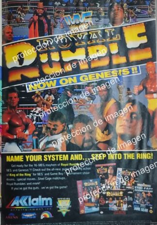CARTEL PUBLICITARIO RETRO. VIDEO JUEGO WF ROYAL RUMBLE, SEGA GENESIS 1993