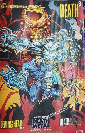 CARTEL PUBLICITARIO RETRO. DE MARVEL COMICS. PRESENTA AL PERSONAJE DEATH METAL, 1993