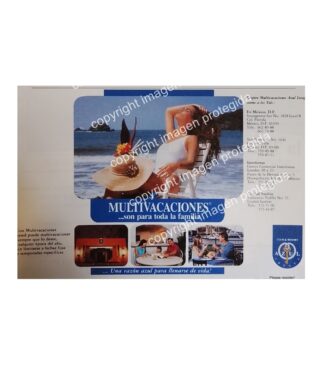 AFICHE PUBLICITARIO RETRO. HOTEL CLUB AZUL IXTAPA 1993